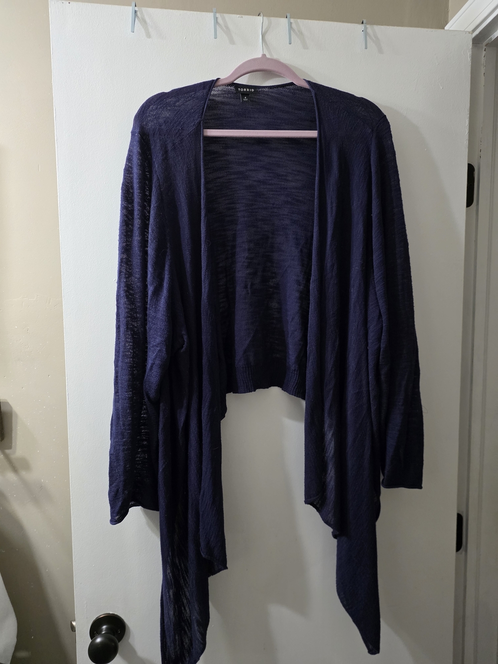 Torrid Navy Blue Open-Front Draped Cardigan
